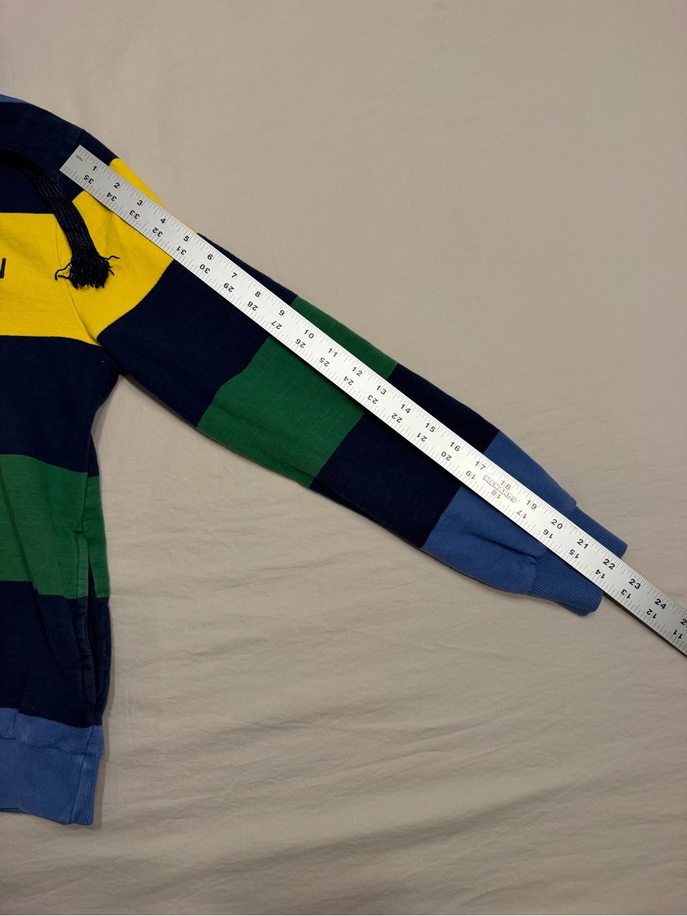 United Colors of Benetton Striped Hoodie Small Blue Green Yellow - Picture 11 of 11